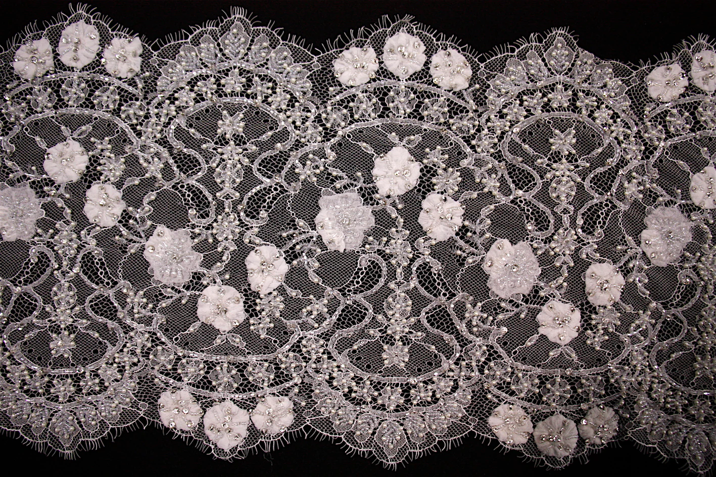 Binoche Beaded Ivory Lace Trim - Image 3