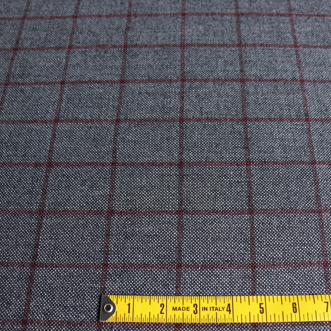 Birdseye Grid - Grey/Red Check Wool - Image 3