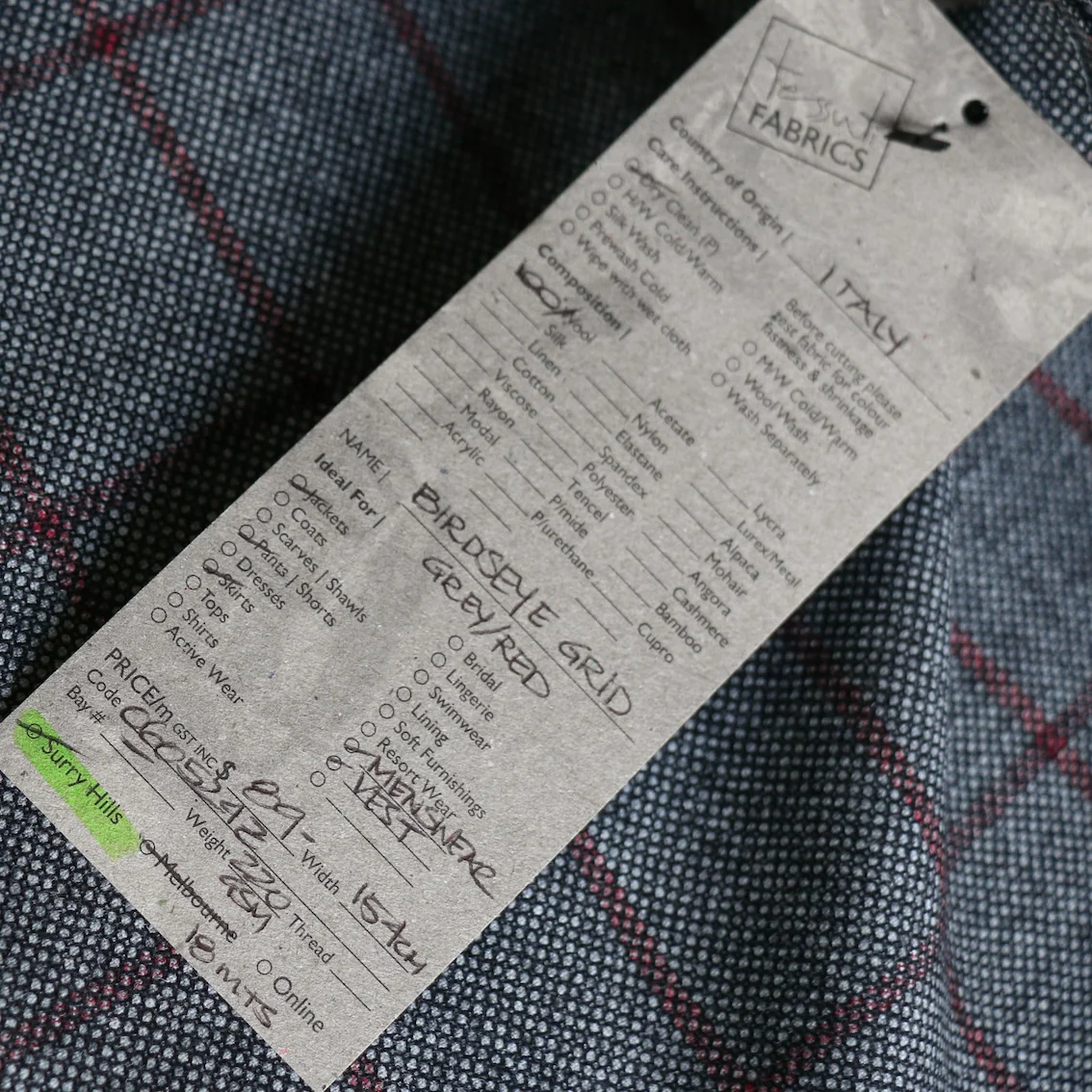 Birdseye Grid - Grey/Red Check Wool - Image 4