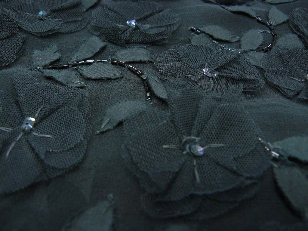 Black/Black Tulle Flower
