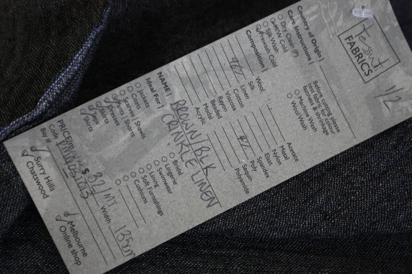 Black/Brown Crinkle Linen - Image 4
