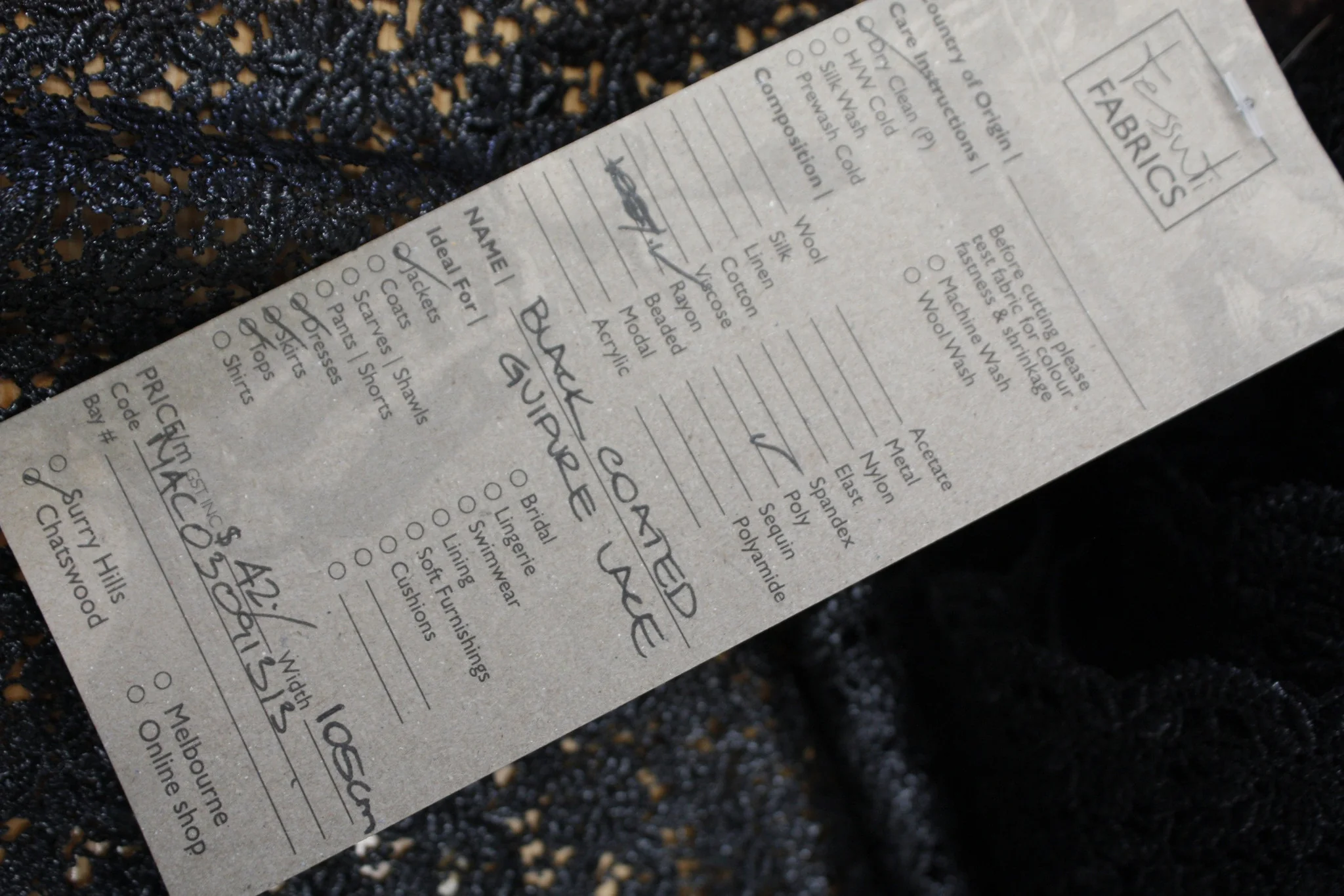 Black Coated Guipure Lace - Image 5