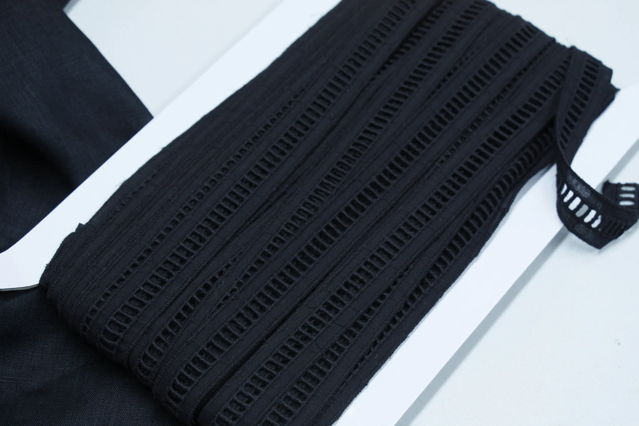 Black Cotton Eyelet Trim - Image 2