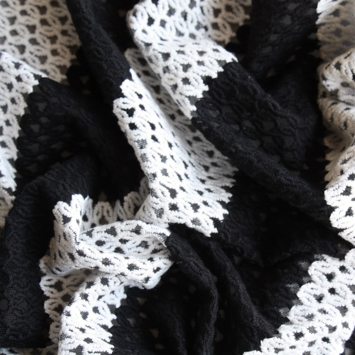 Black Cut White Embroidered Tulle - Image 2