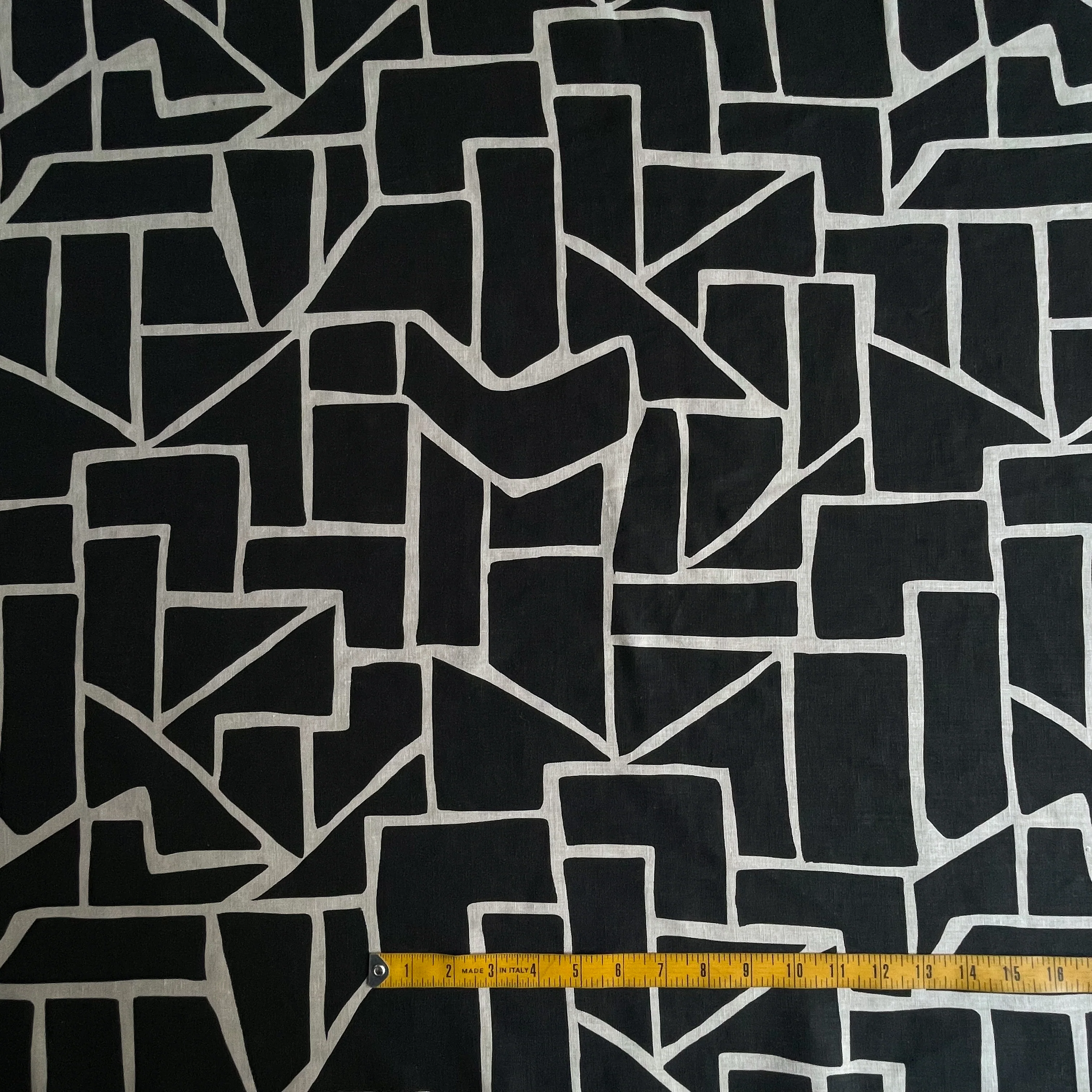 Black Mosaic Printed Linen - Image 3