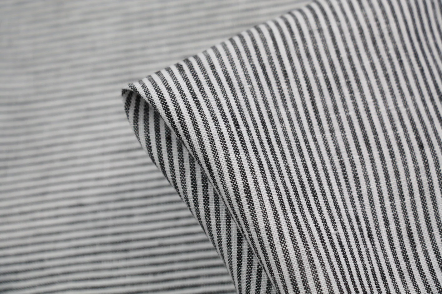 Black Night Stripe Linen