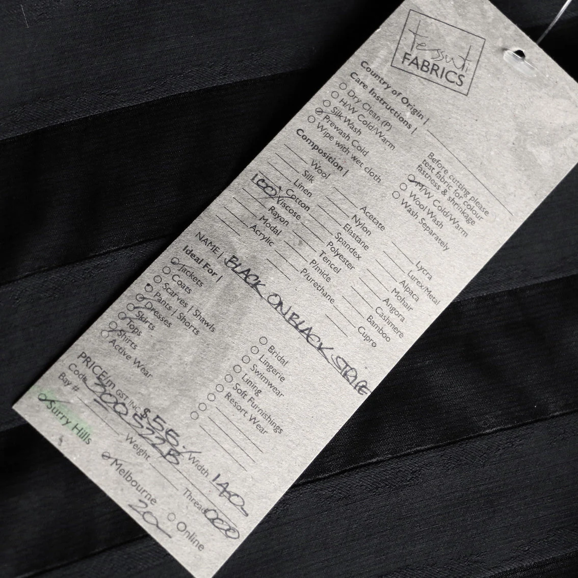 Black On Black Stripe Viscose - Image 4