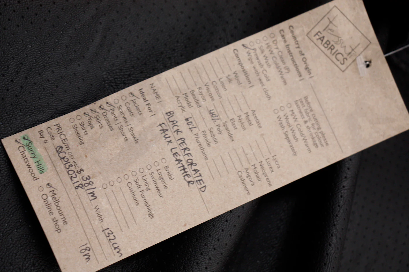 Black Perforated Faux Leather - Image 3
