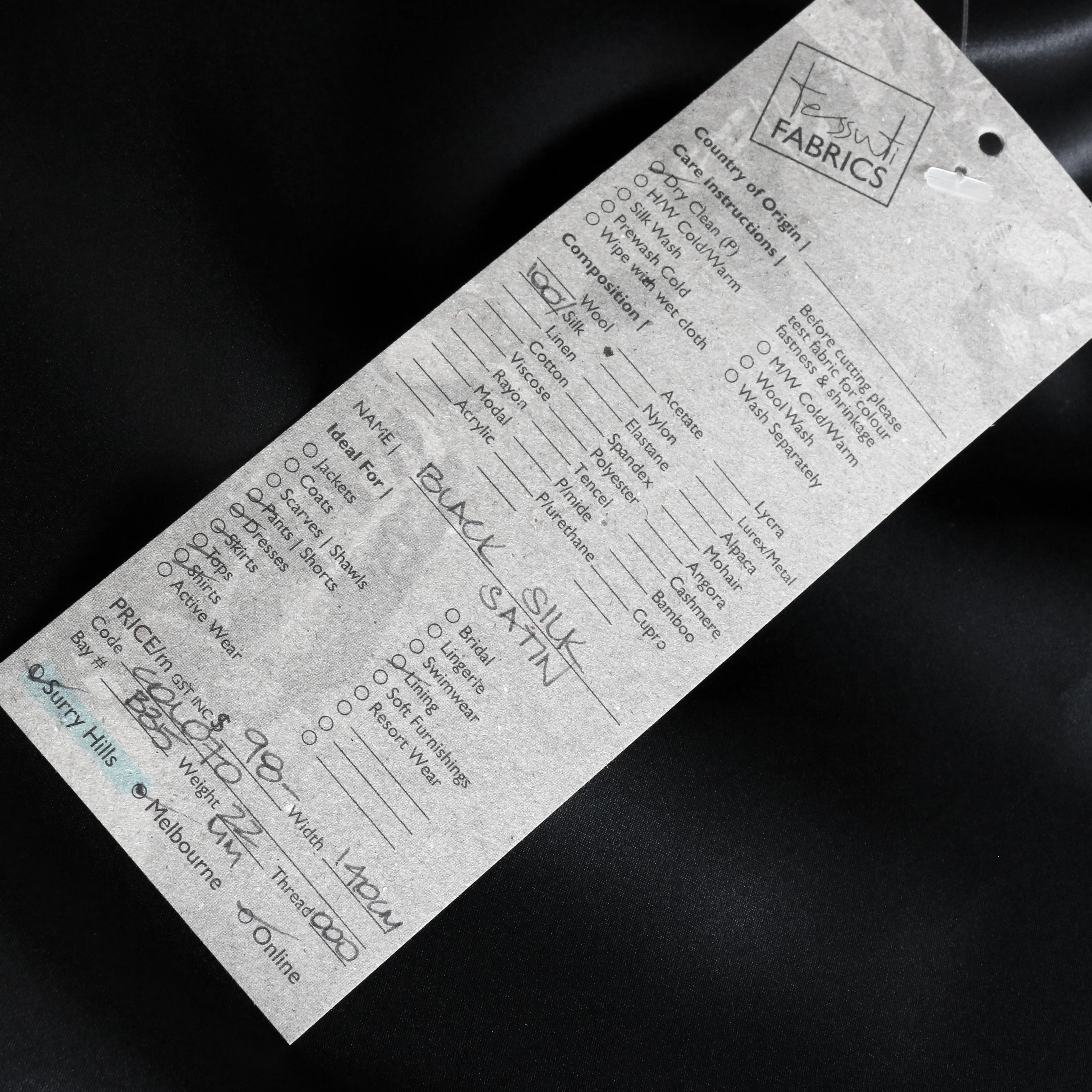 Black Silk Satin - 22mm - Image 3