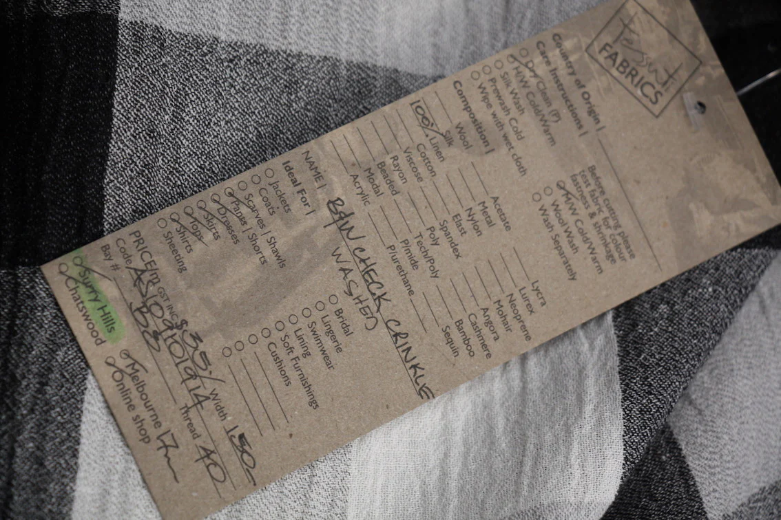 Black & White Check Crinkle Linen - Image 4