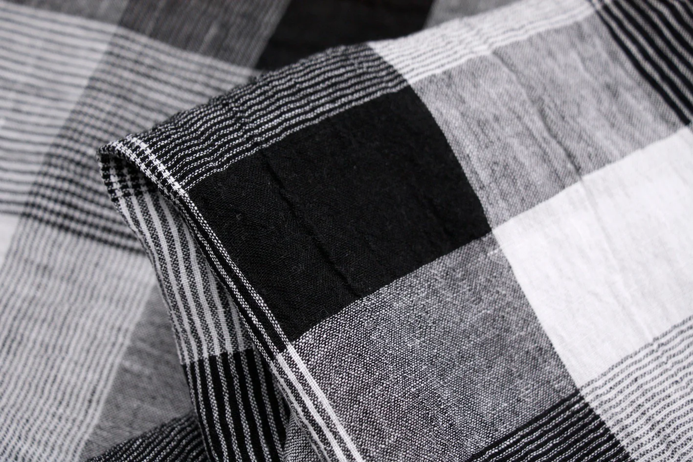Black White & Grey Crinkle Linen