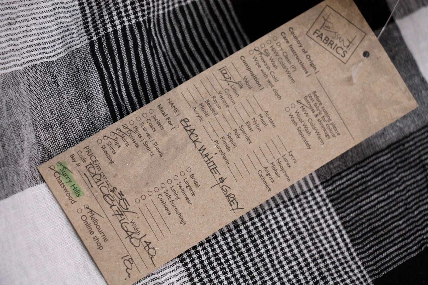 Black White & Grey Crinkle Linen - Image 3