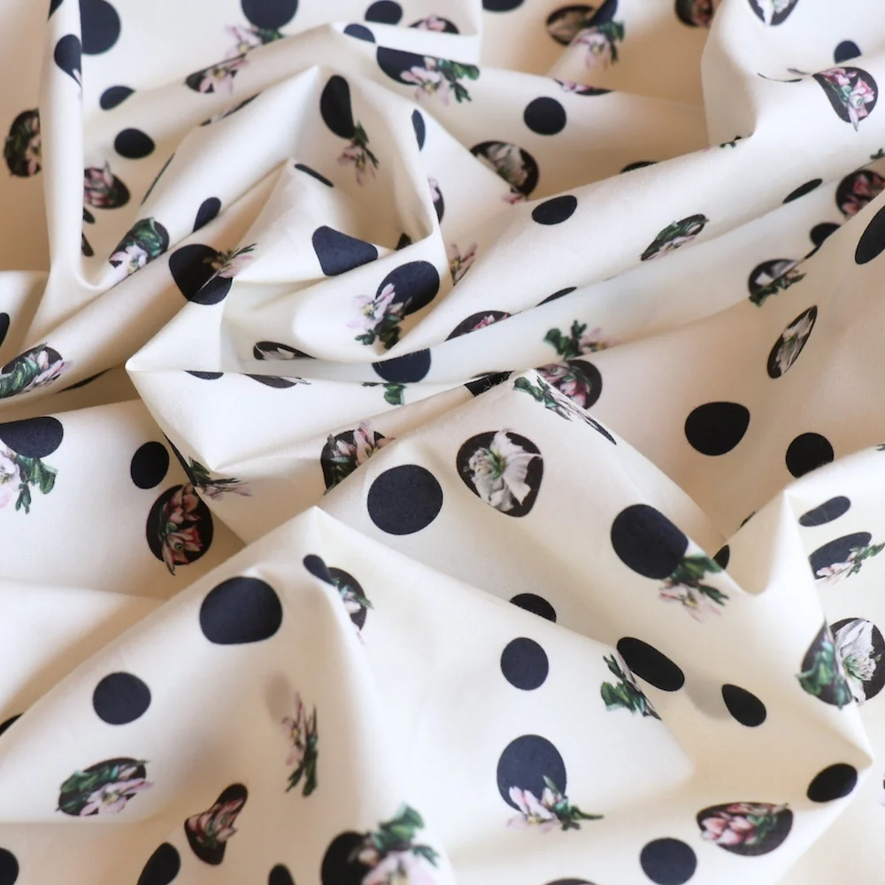 Bloomdot Ivory Cotton Poplin - Image 2