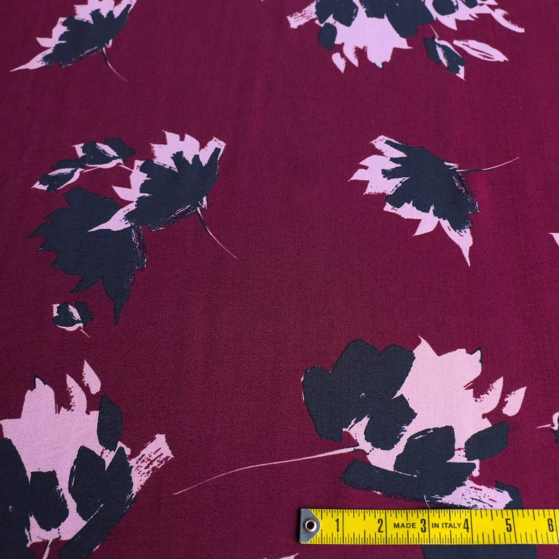 Blooms In Bordeaux Viscose Crepe - Image 3