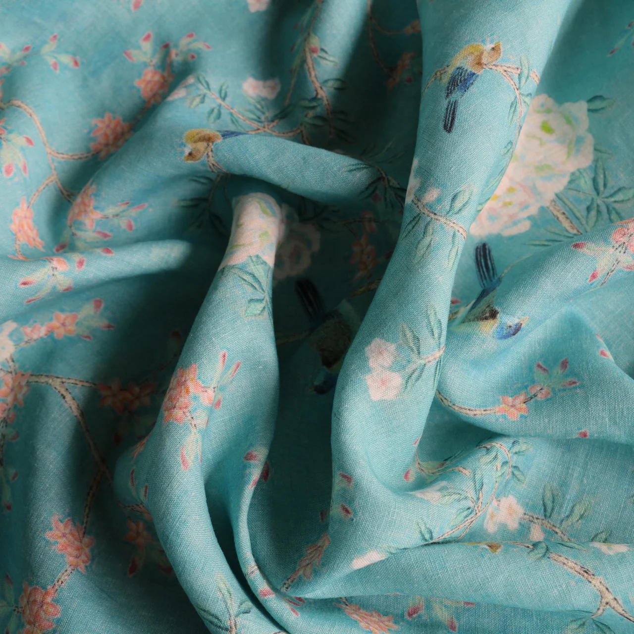 Blossom Bird Washed Printed Linen - Image 2