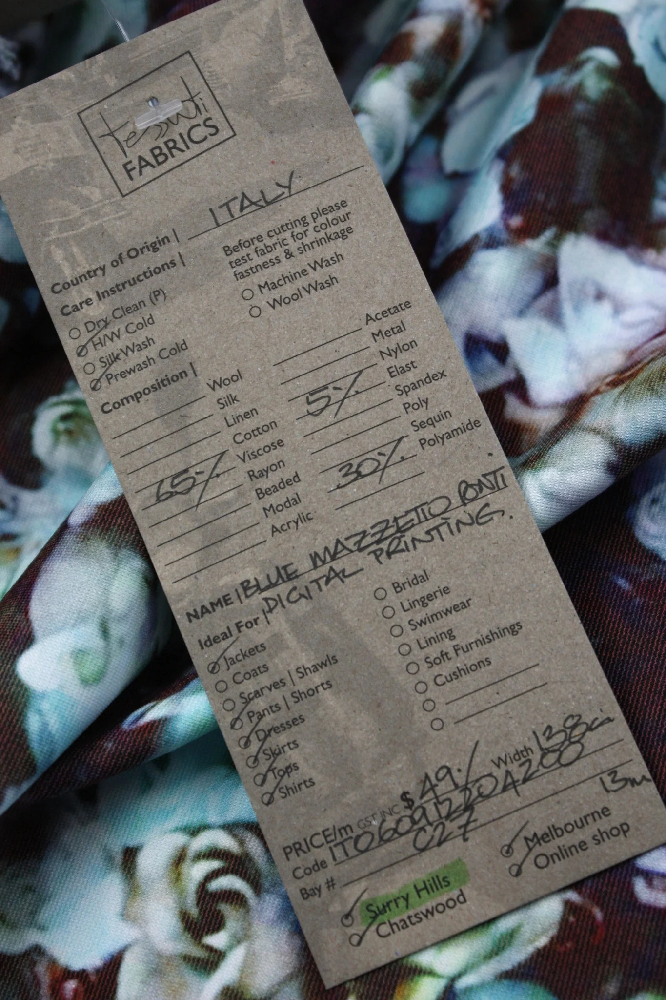 Blue Mazzetto Ponti - Digital Printed - Image 5