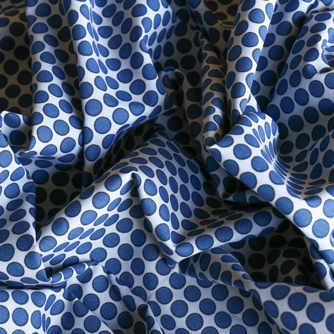 Blue On Grey Dots Cotton Poplin - Image 2