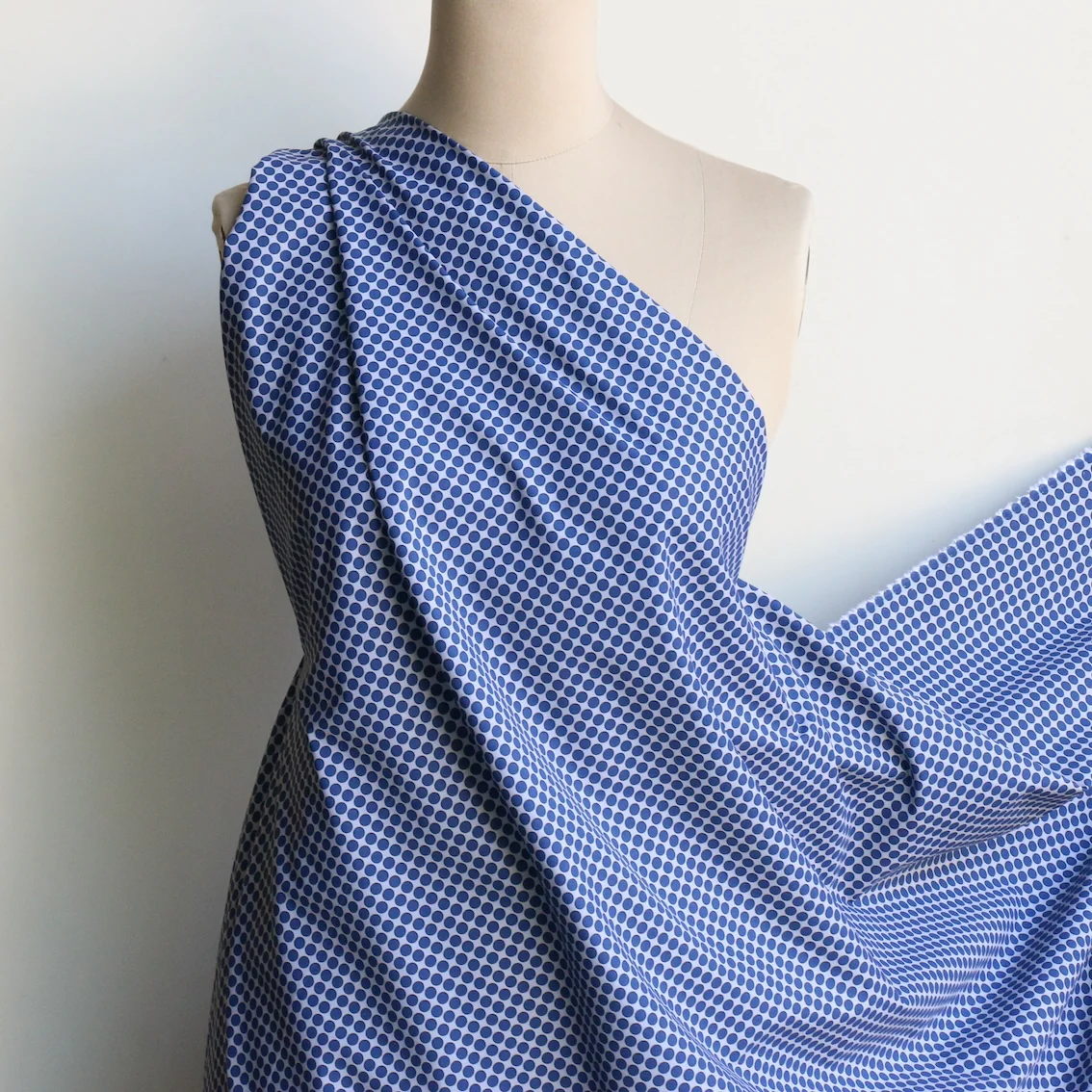 Blue On Grey Dots Cotton Poplin - Image 5