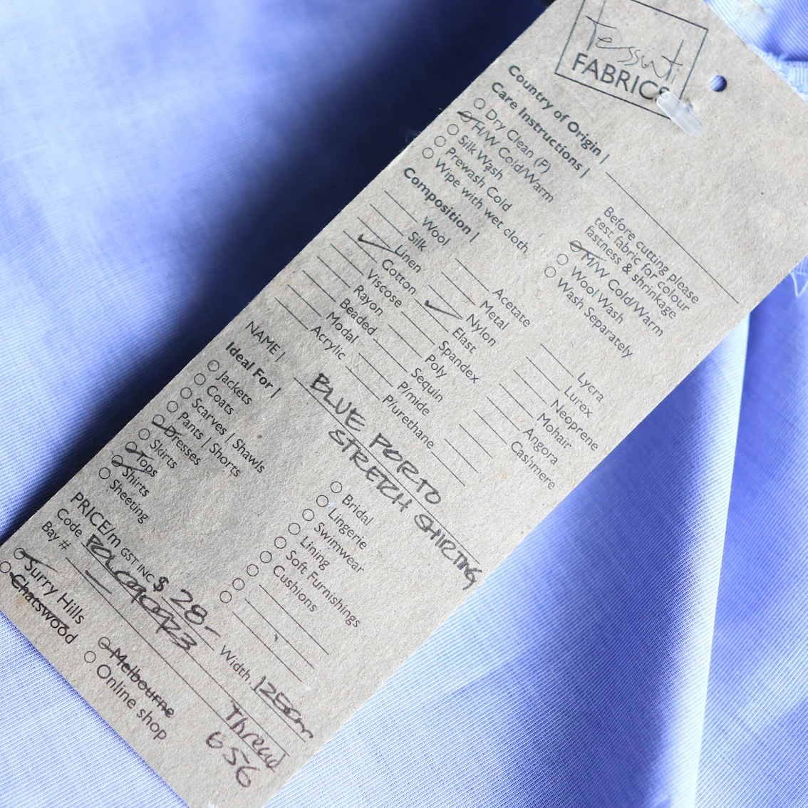 Blue Porto Stretch Cotton Shirting - Image 3
