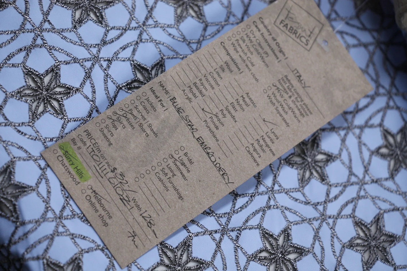 Blue Star Embroidery - Swimwear Fabric - Image 3