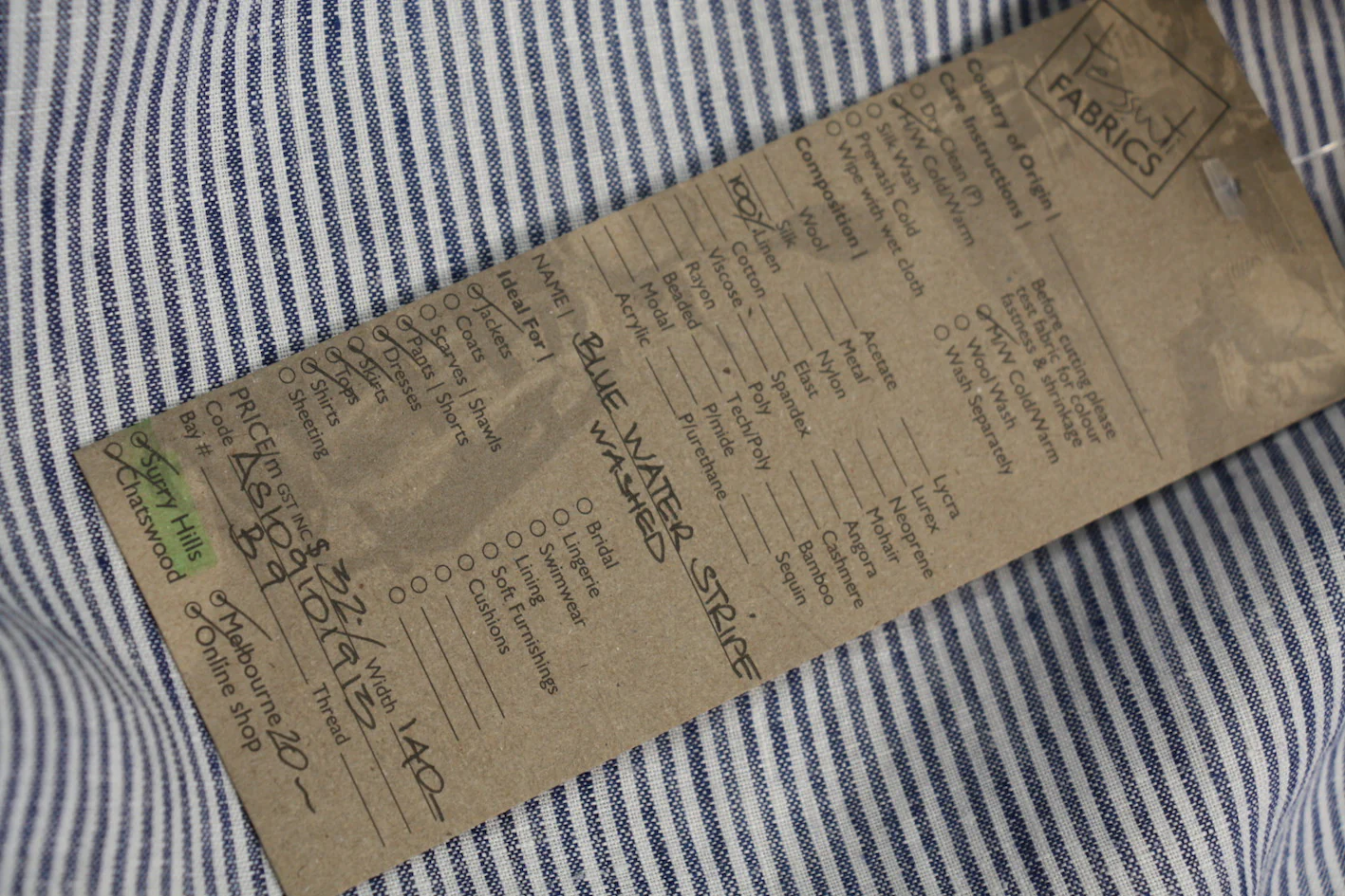 Blue Water Stripe Linen - Image 3