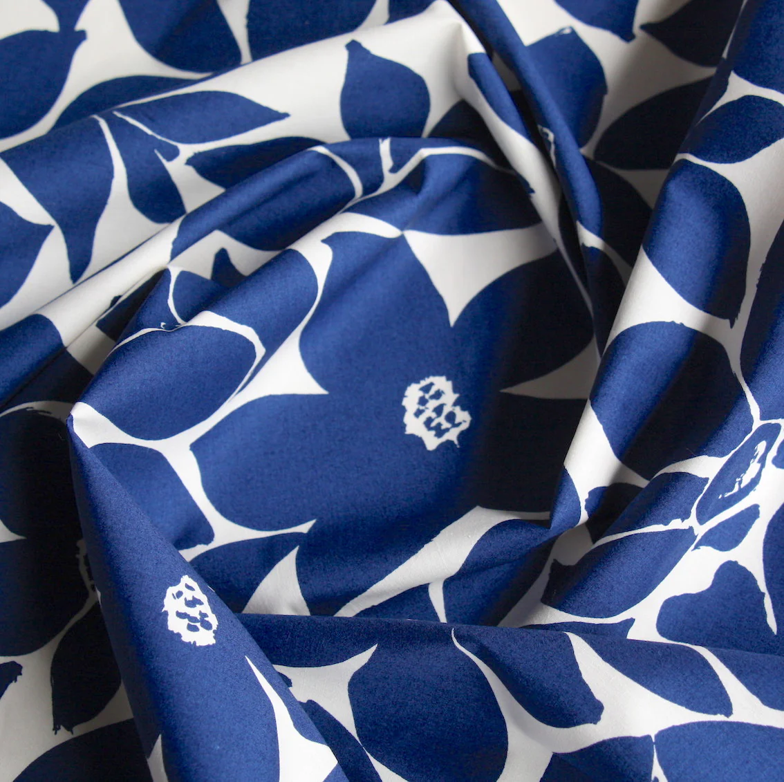 Blue White Floral Poplin - Image 2