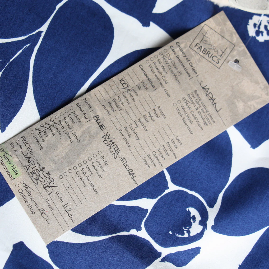Blue White Floral Poplin - Image 4
