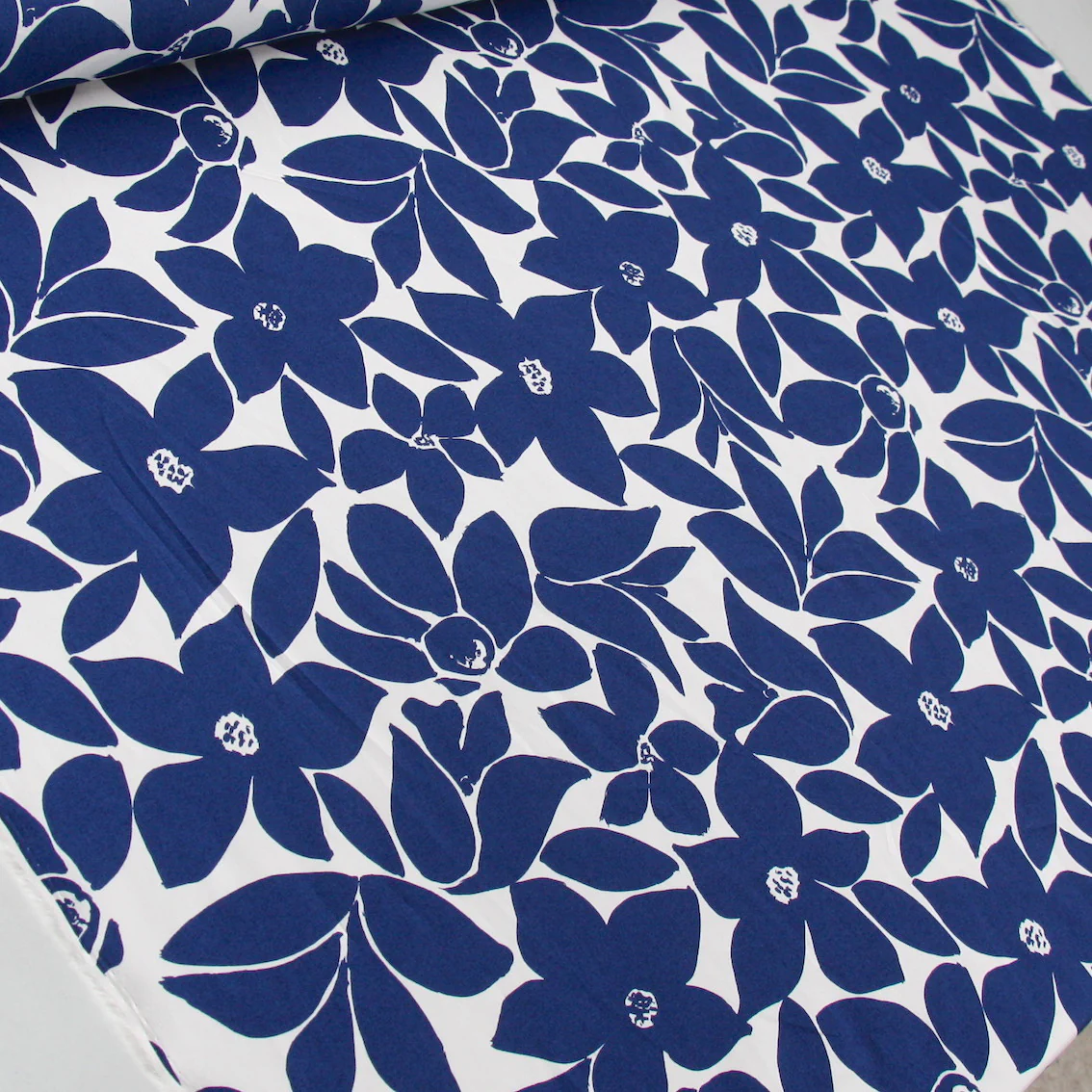 Blue White Floral Poplin - Image 5
