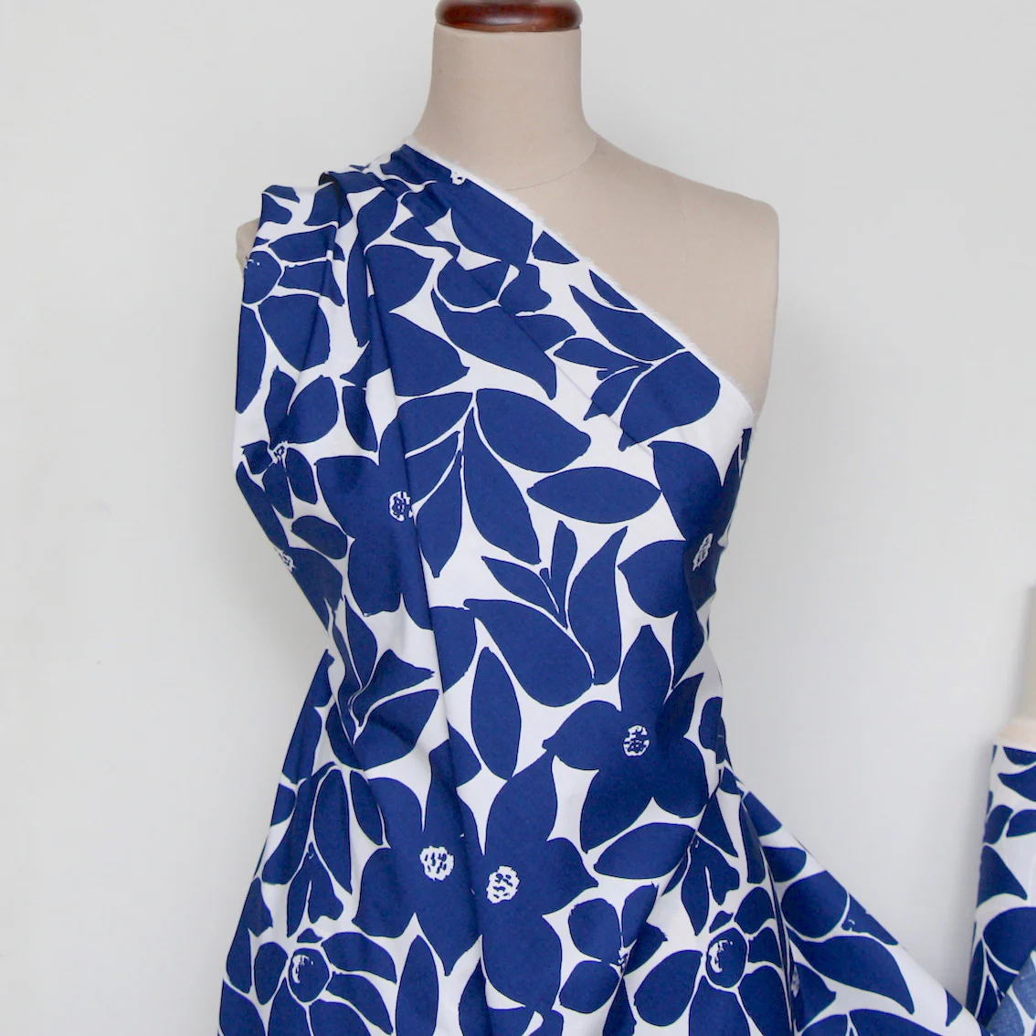 Blue White Floral Poplin - Image 6