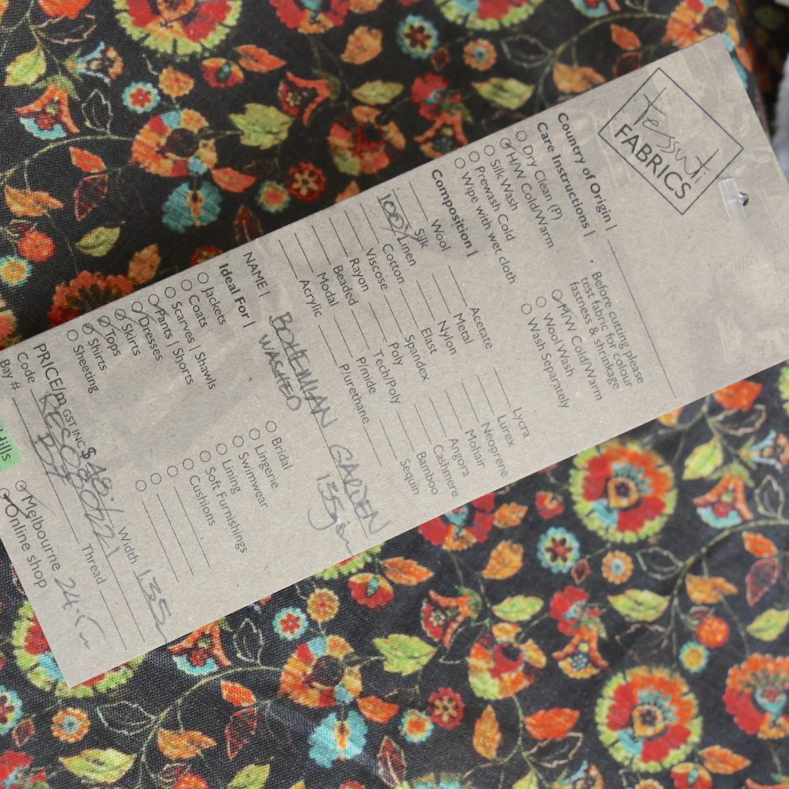 Bohemian Garden Washed Printed Linen - Image 4