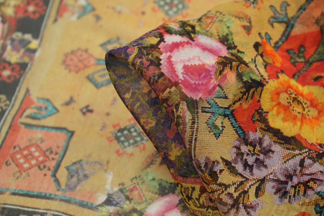 Bohemian Orange Silk Georgette