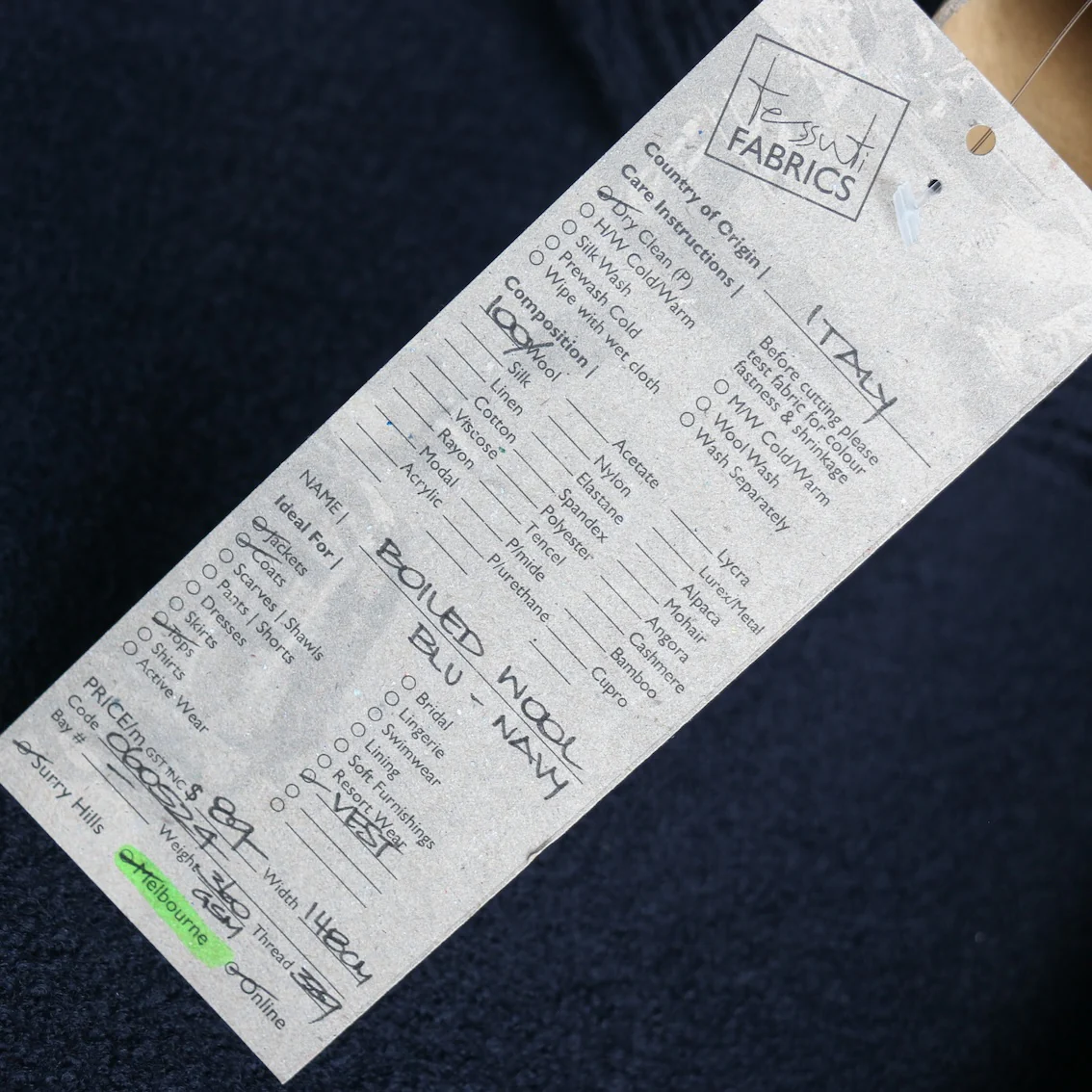 Bollito Blu Navy - Boiled Wool - Image 3