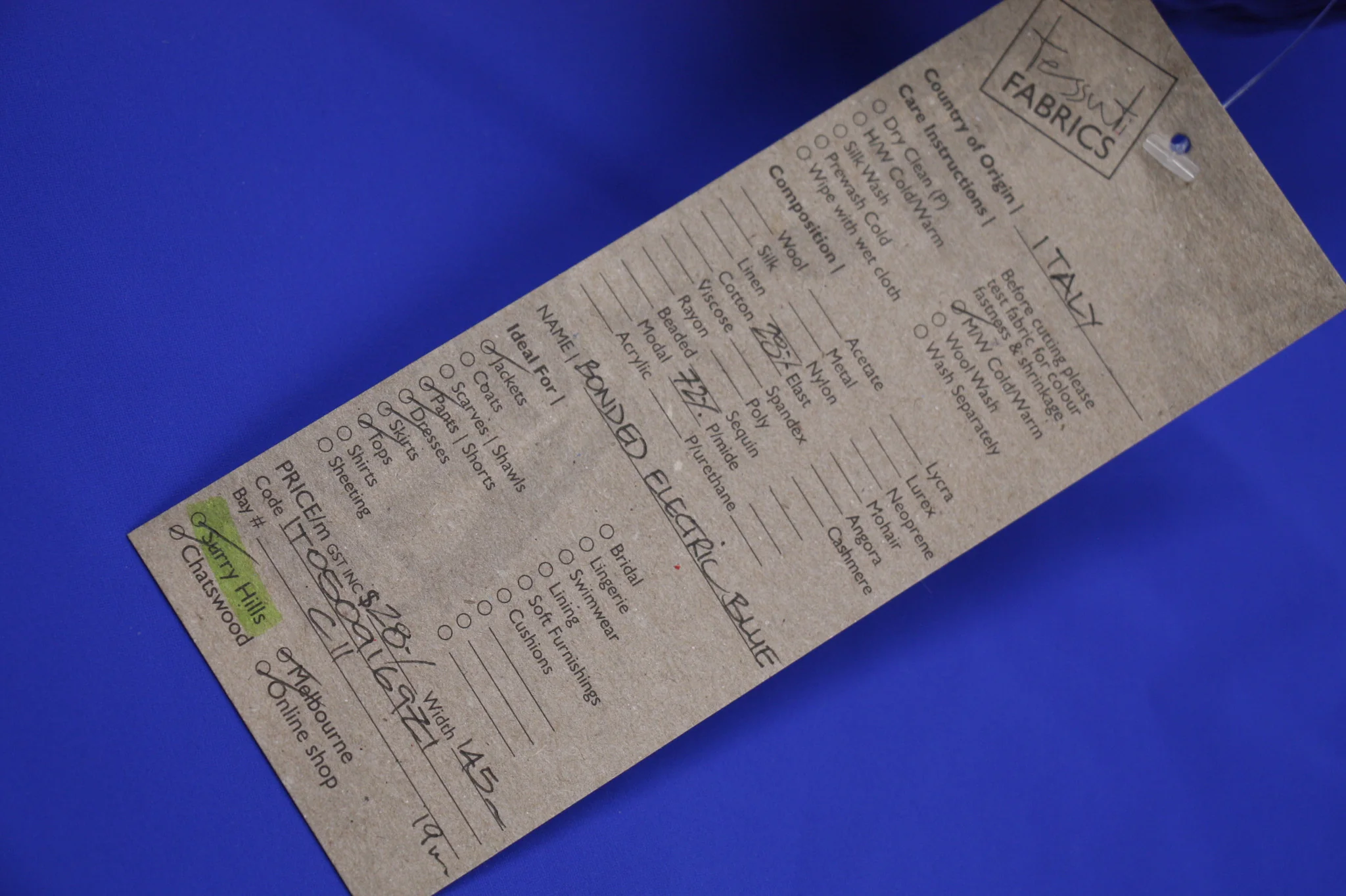 Bonded Electric Blue - Swimwear Fabric - Image 3