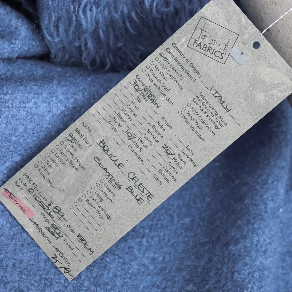 Bouclé Celeste Blue Coating - Image 3