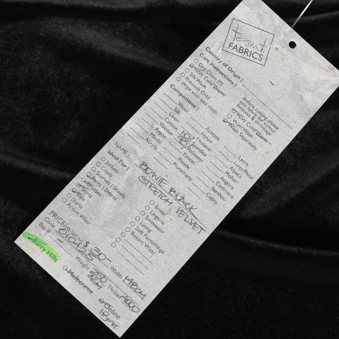 Bowie Black Stretch Velvet - Image 3