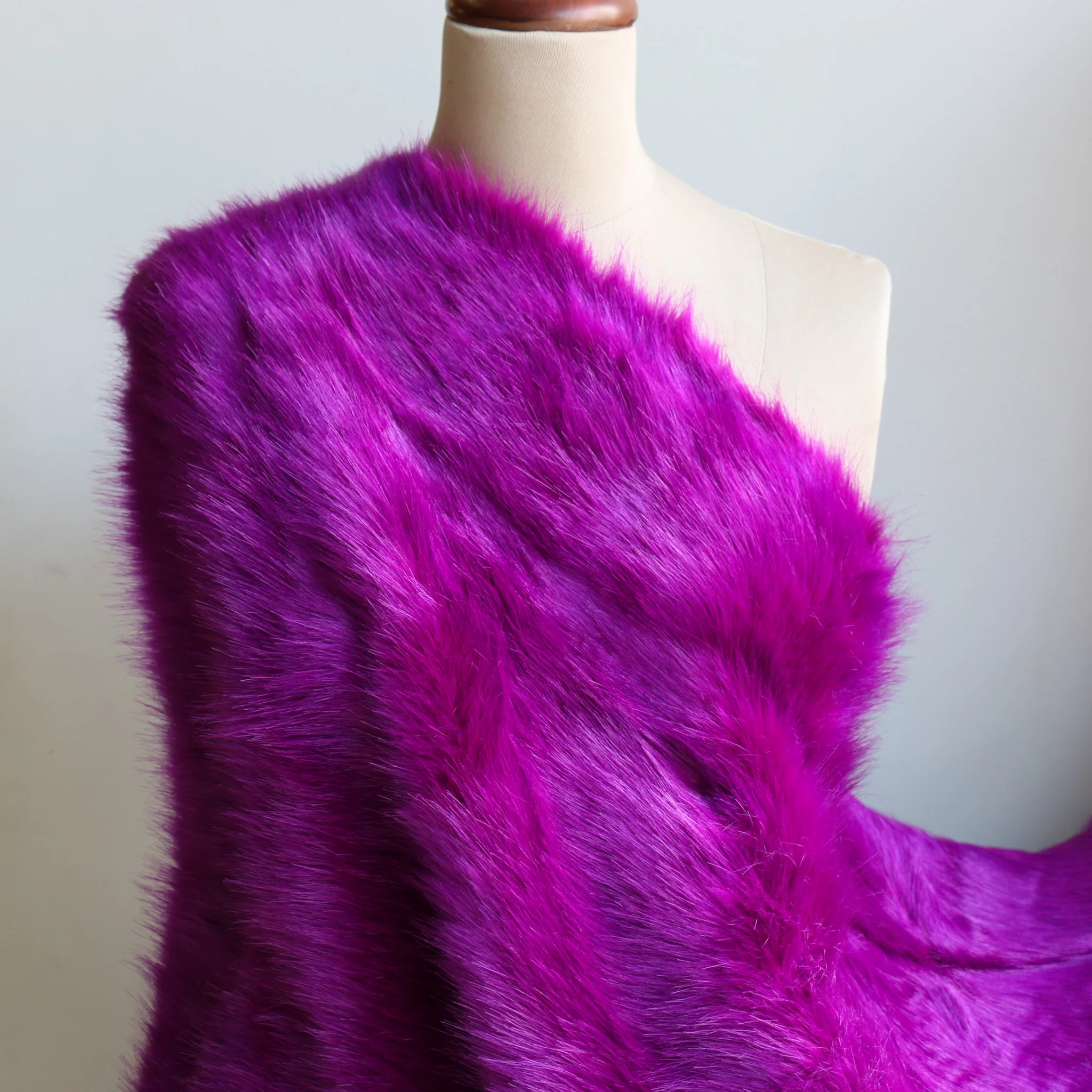 Bowie Magenta Long Pile Faux Fur - Image 3