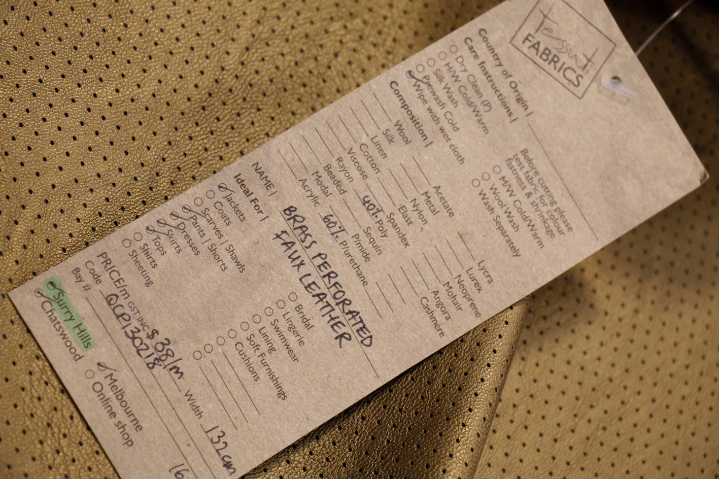 Brass Perforated Faux Leather - Image 3