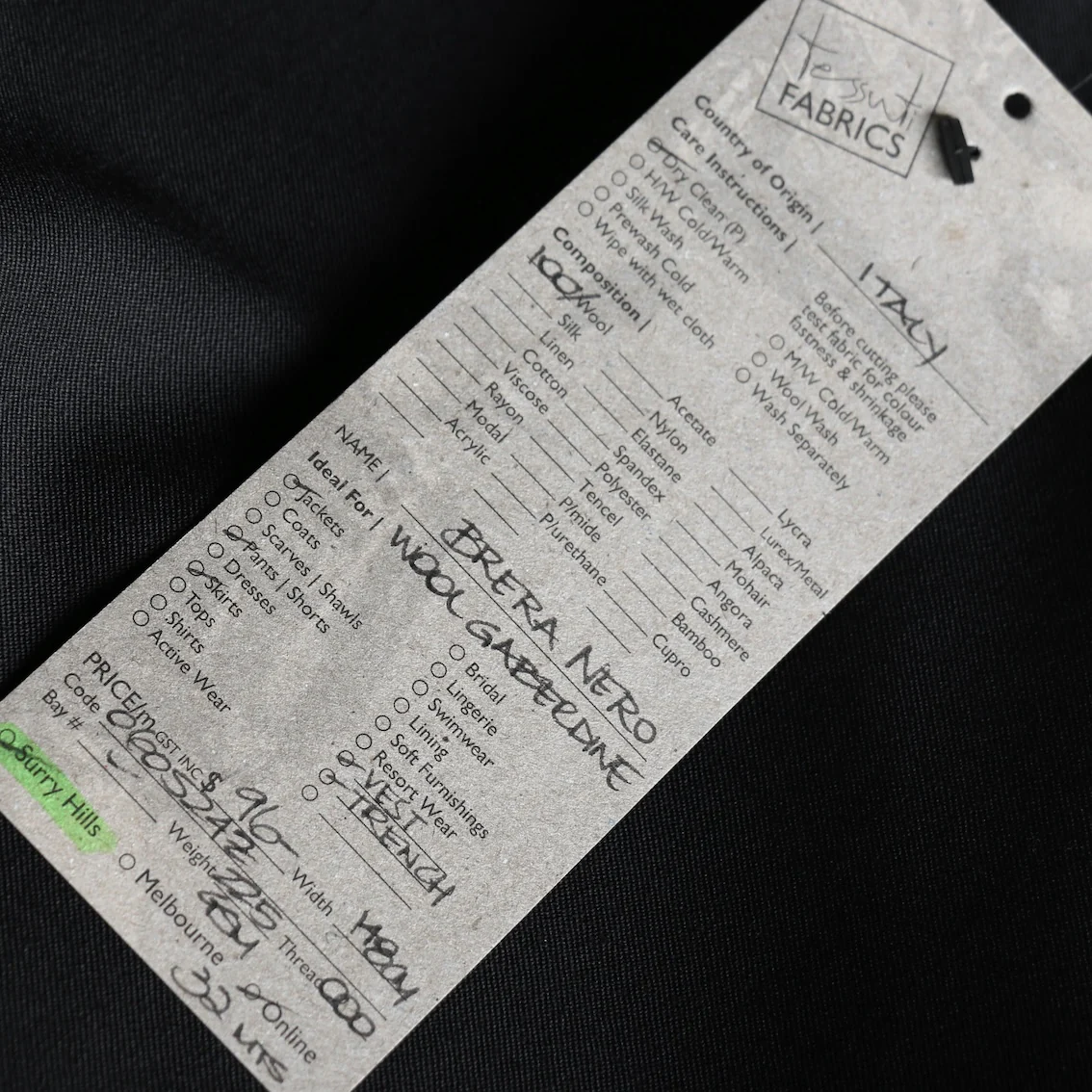 Brera Nero Gaberdine Wool Suiting - Image 4