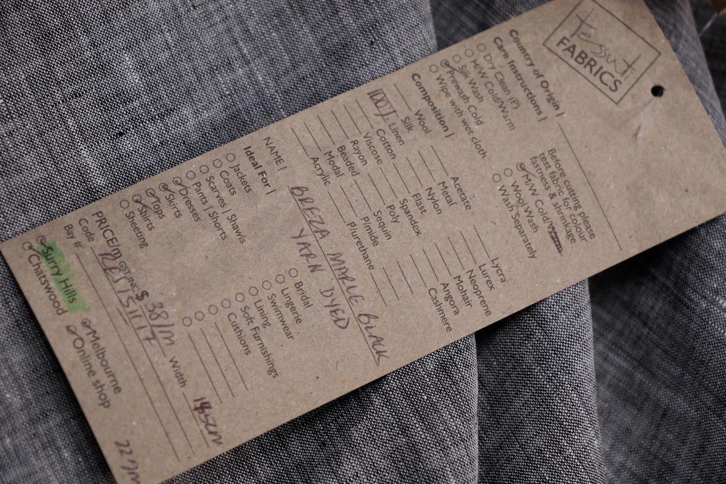 Breza Marle Black - Yarn Dyed Linen - Image 2