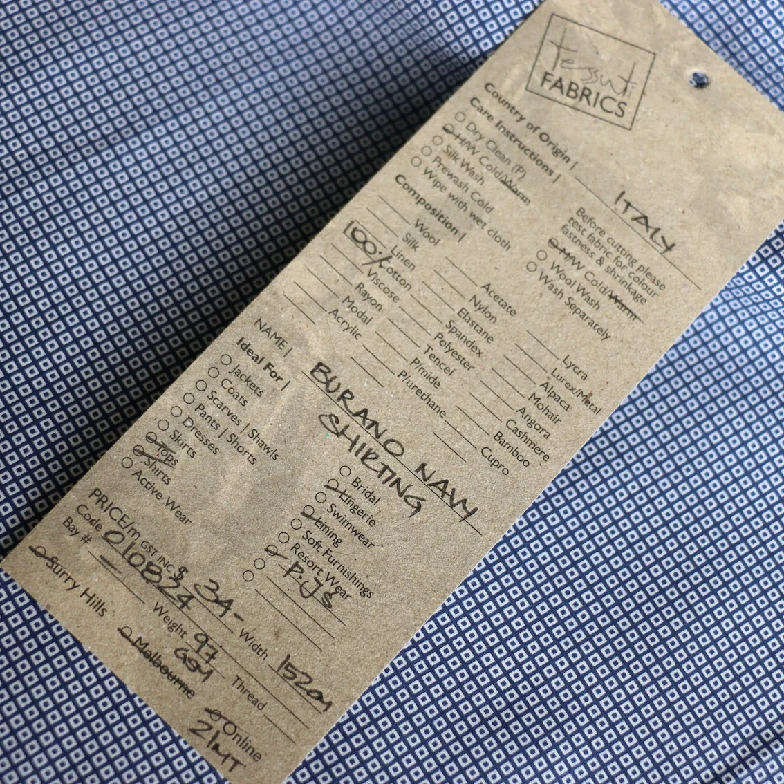 Burano Navy Shirting - Image 3