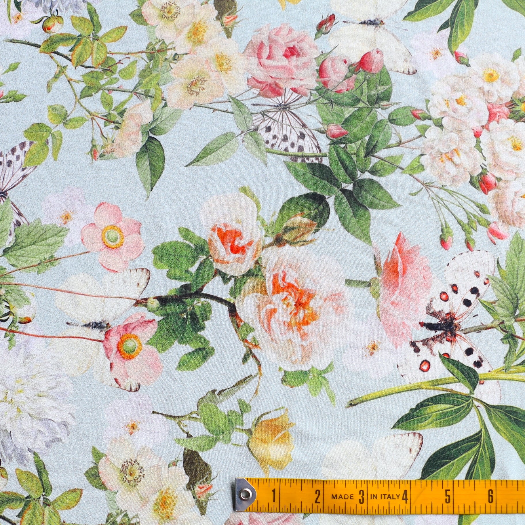 Butterflies On Blue Washed Silk CDC - Image 3