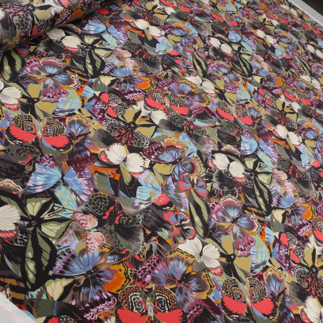 Butterfly Collage Viscose Habutai - Image 4