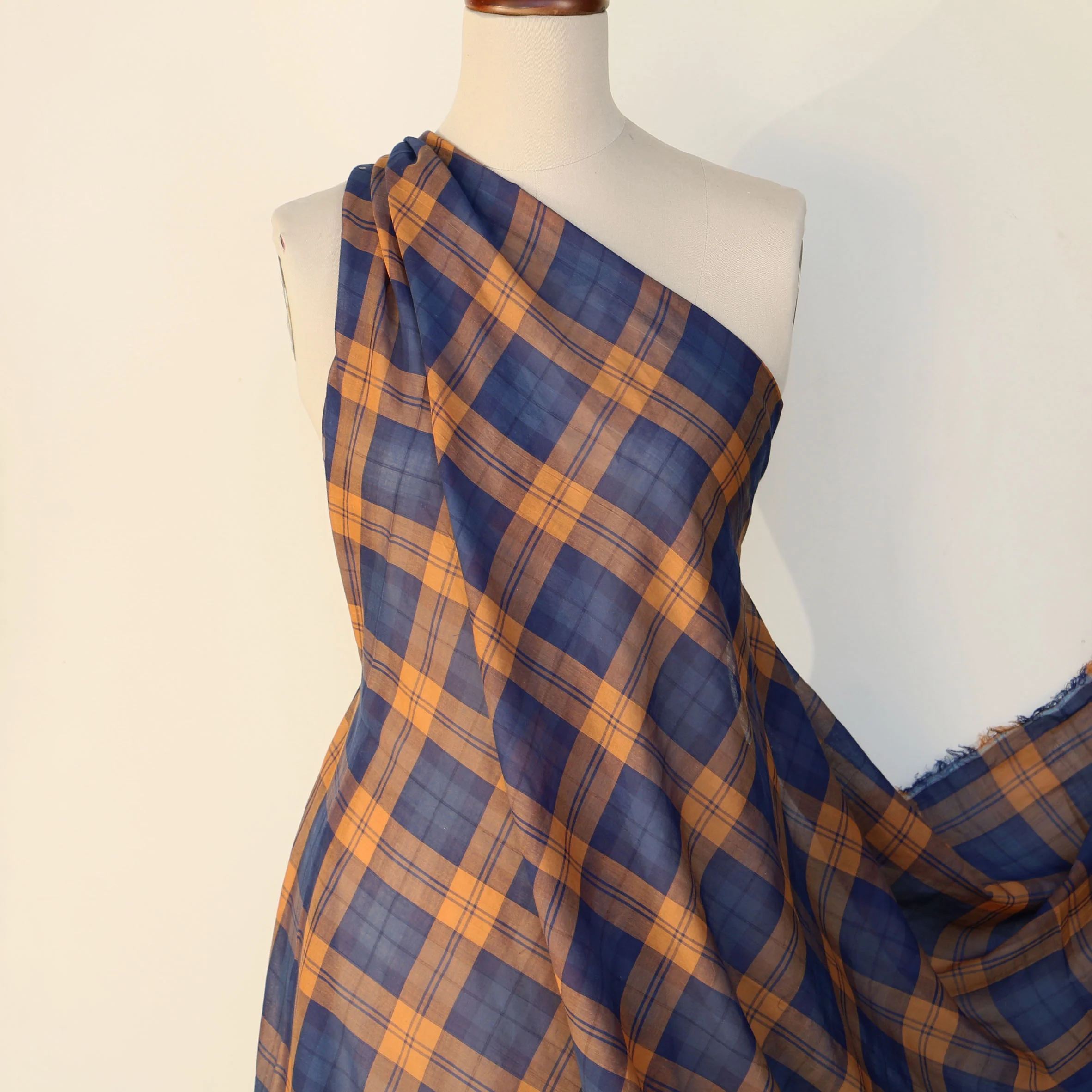 Butterscotch Check Voile - Image 4