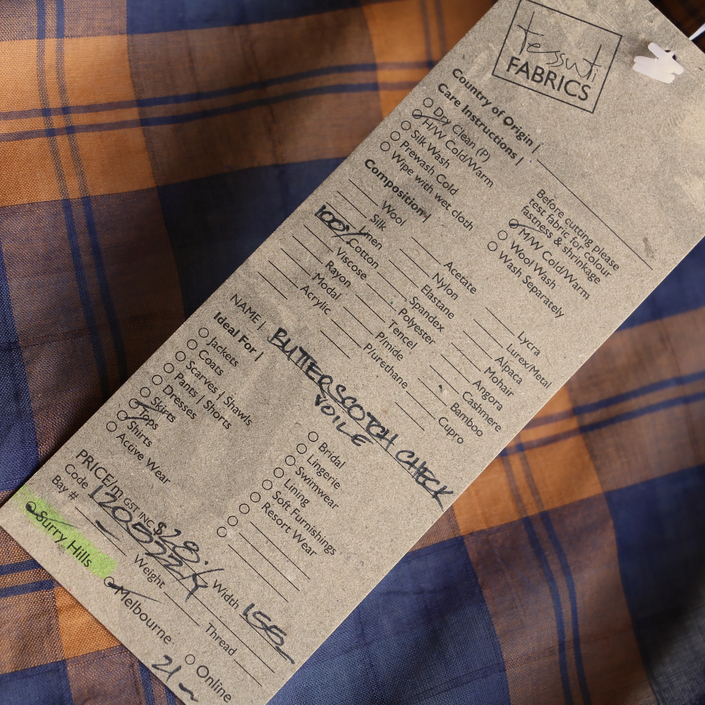 Butterscotch Check Voile - Image 5