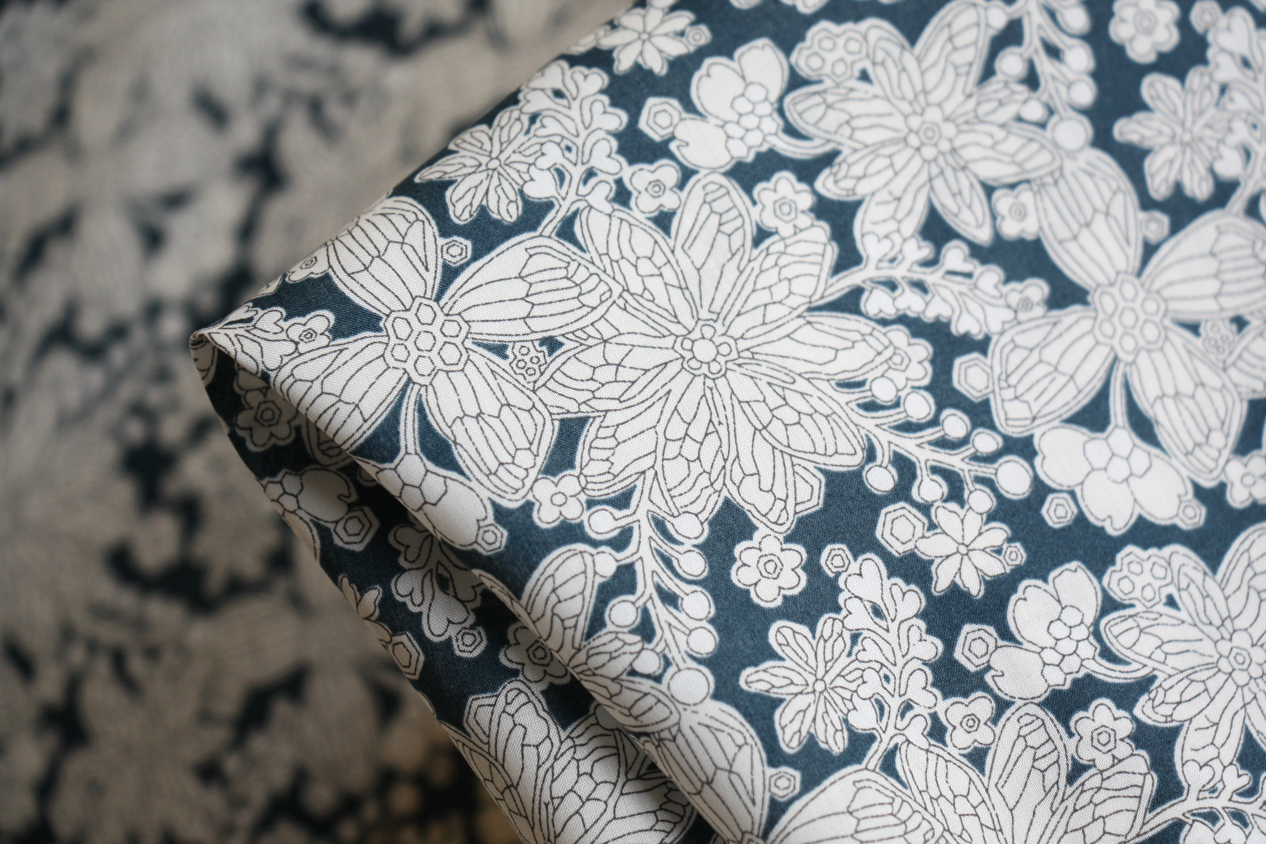 Buzz Blossom Navy Tana Lawn - Liberty Fabrics