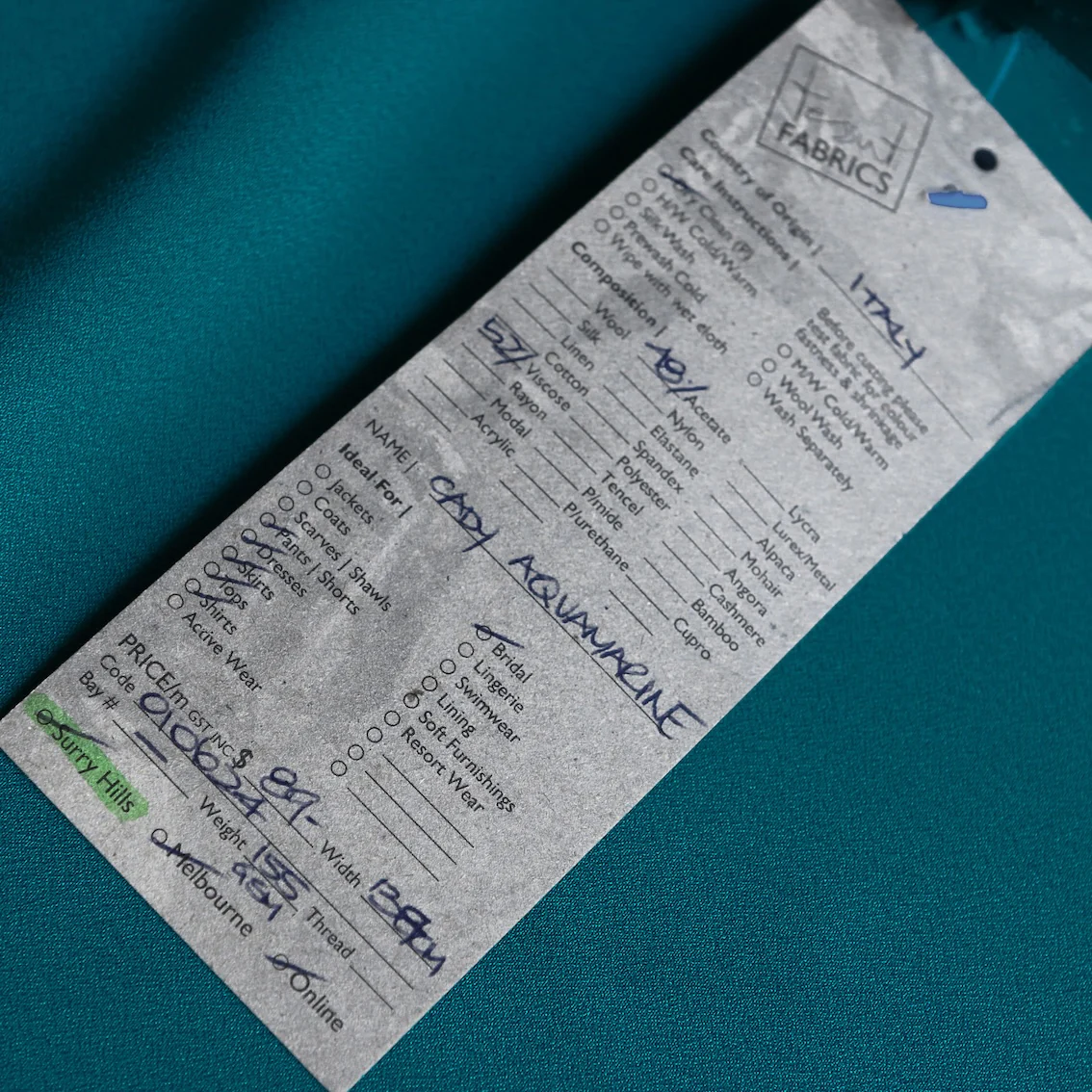 Cady Aquamarine Satin-Backed Crepe - Image 4