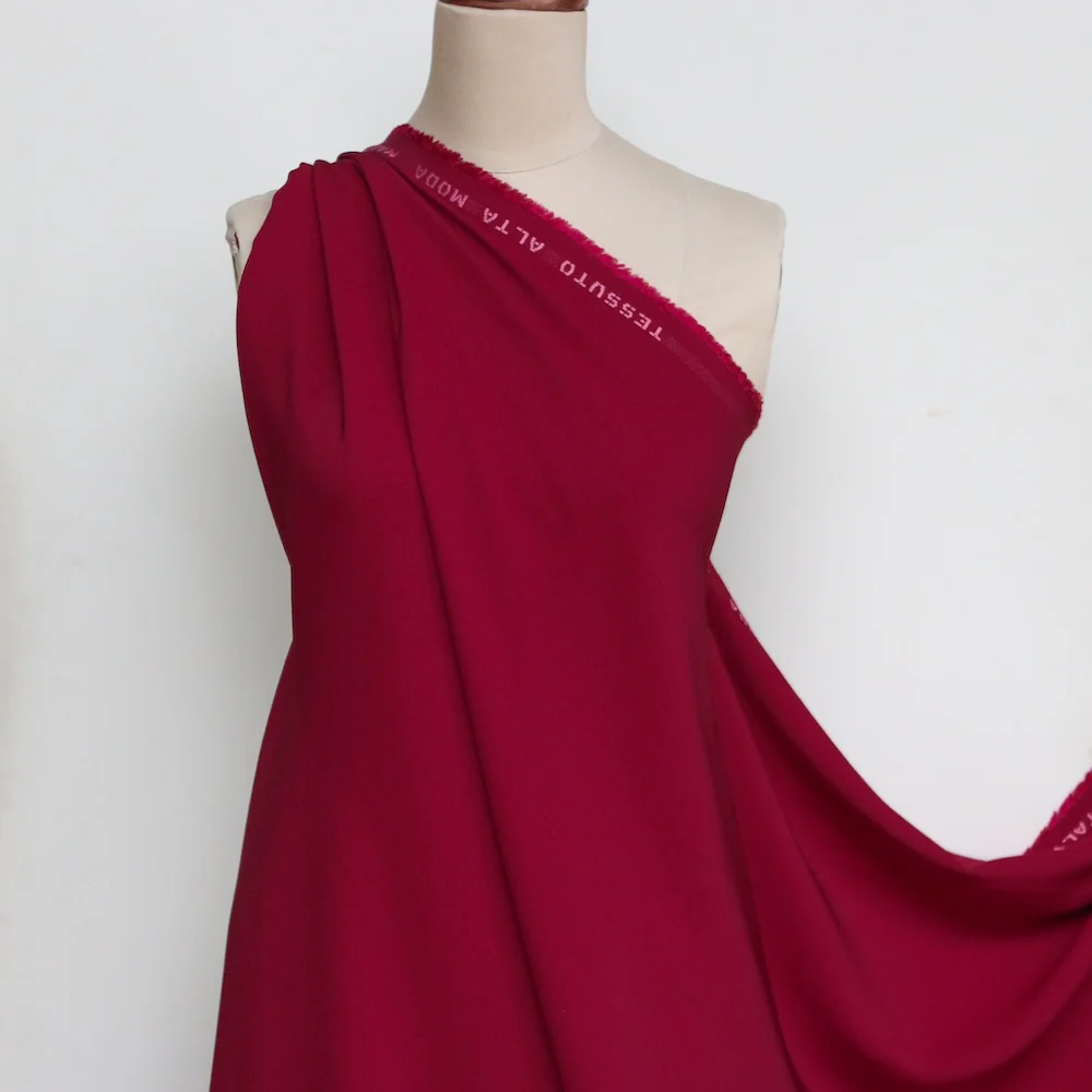 Cady Carmine Red Satin-Backed Crepe - Image 4