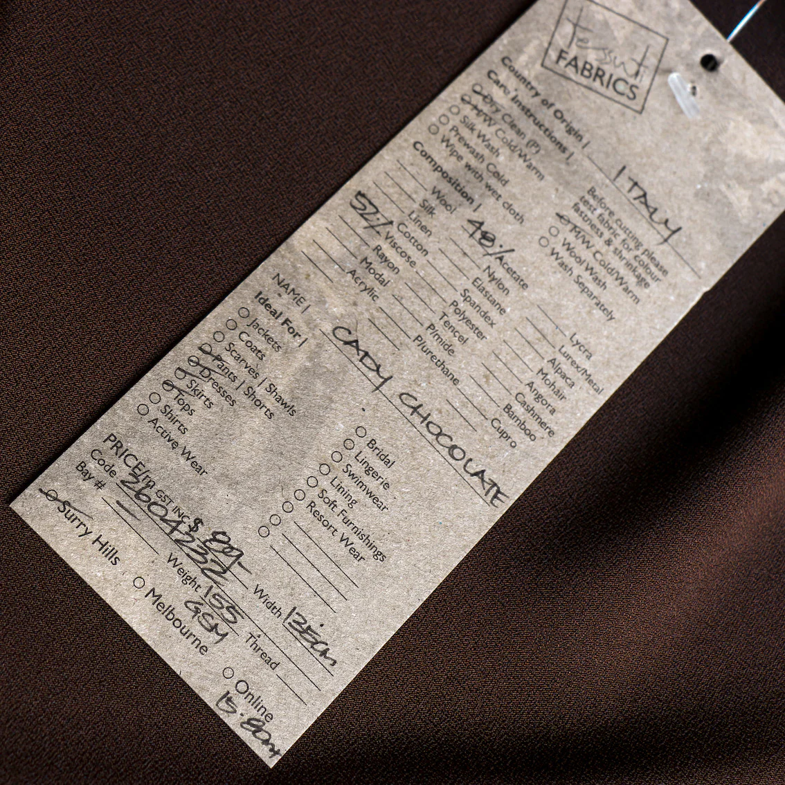 Cady Chocolate Satin-Backed Crepe - Image 4