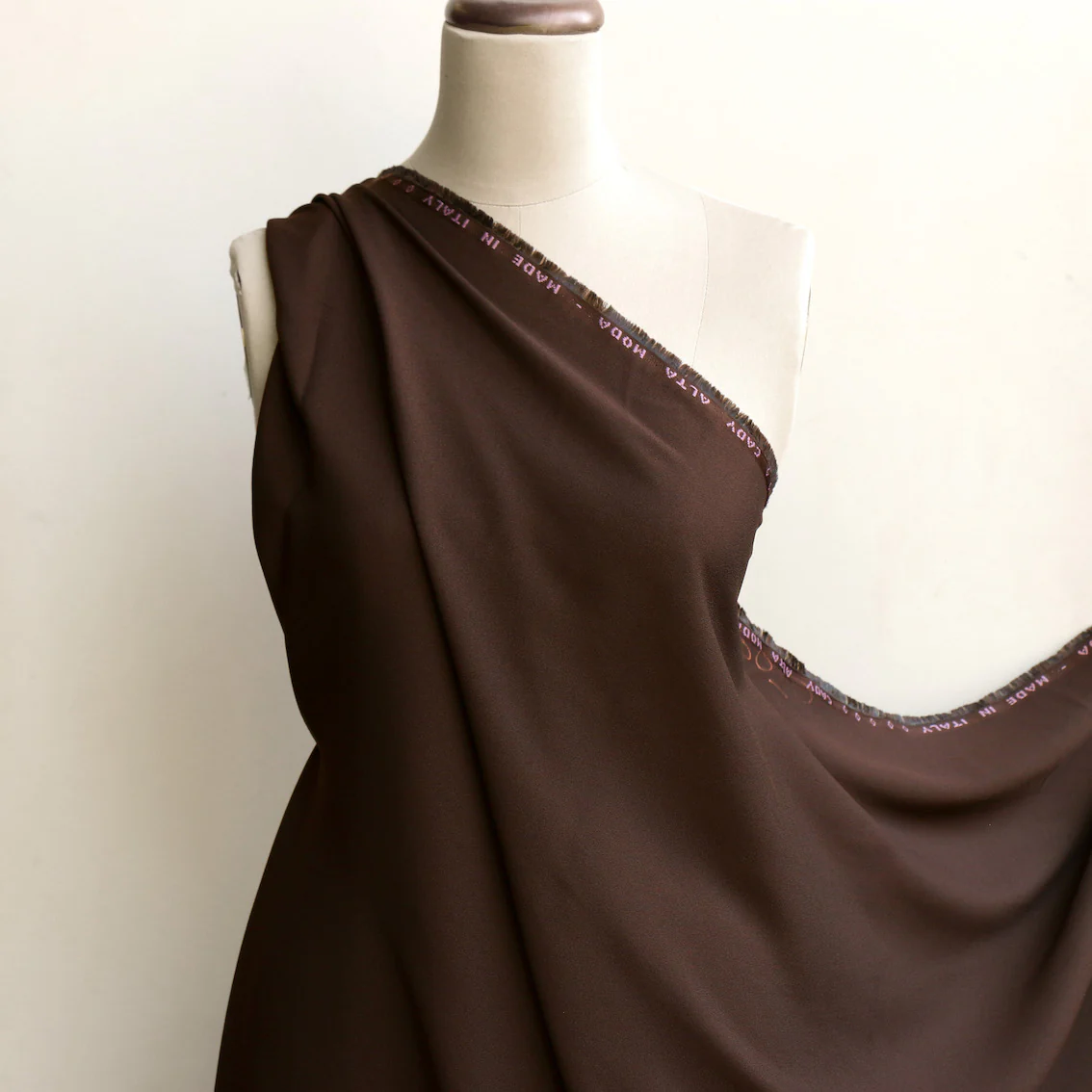 Cady Chocolate Satin-Backed Crepe - Image 5