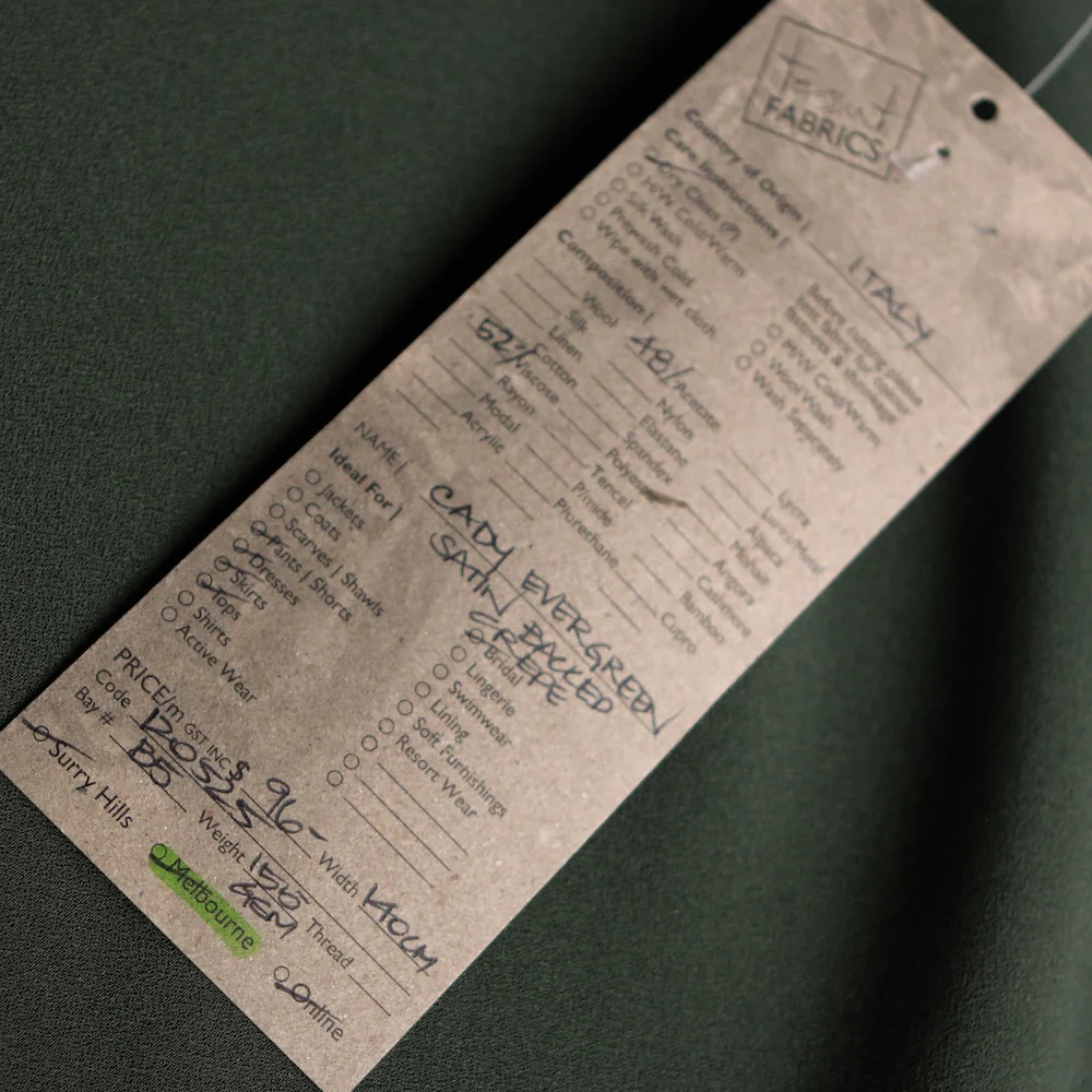 Cady Evergreen Satin-Backed Crepe - Image 4